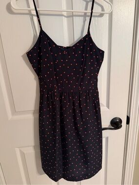 J. Crew Navy & Pink Spaghetti-Strap Polka Dot Dress - Women's